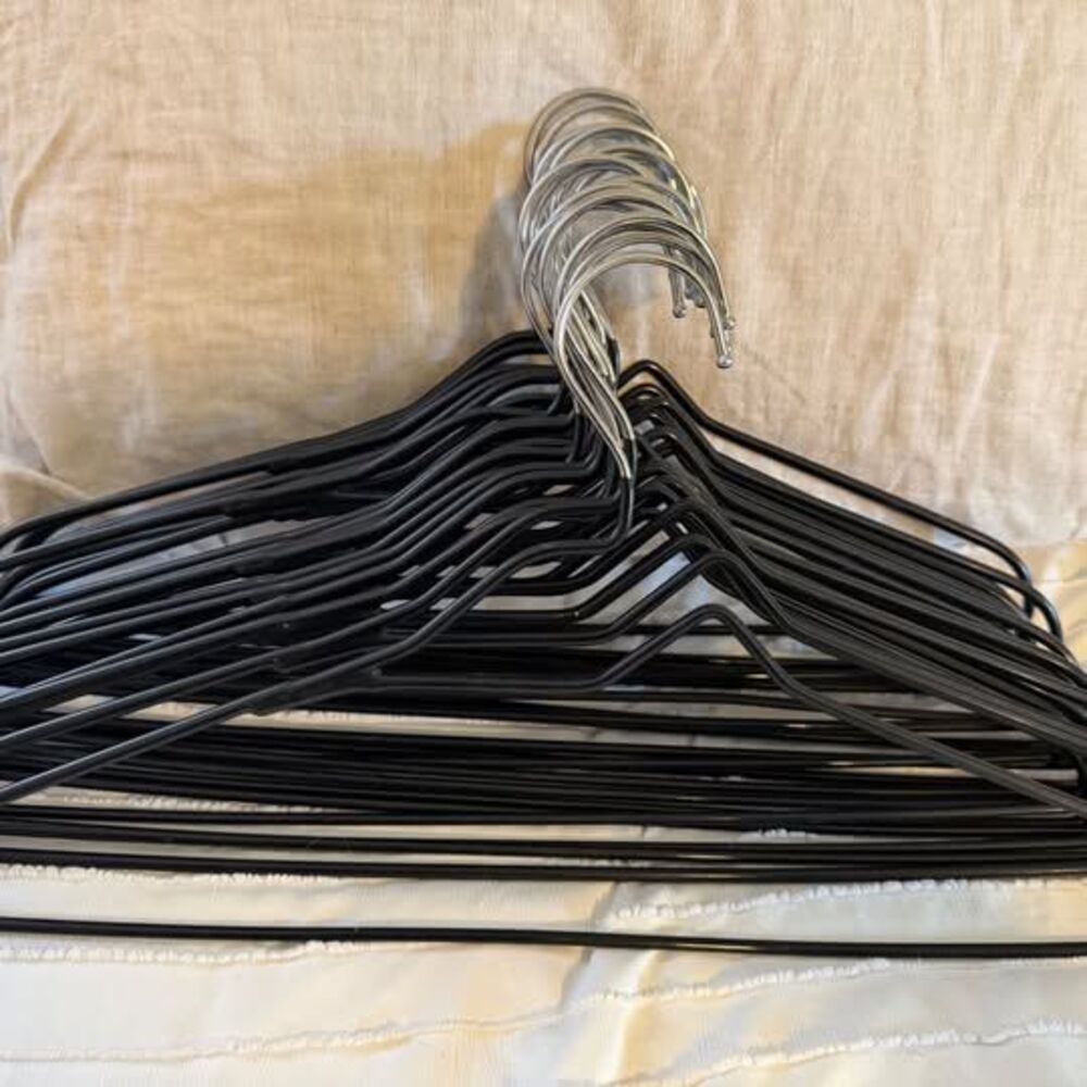 Set of 22 Black Rubber Coated Metal Hangers